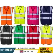Hi Vis Security Work Wear Two Tone Vest Coloured Waistcoat Men Ladies Safety Top