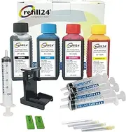 refill24 Compatible Ink Cartridge Refill Kit for HP 21, 22, 21 XL, 22 XL, Black and Colour Ink Cartridges with Clip and Accessories + 400ml Ink