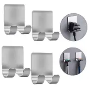 Catzon 4 Pack Self Adhesive Stainless Steel Utility Storage Hook Bathroom Kitchen Organizer Hook