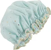 Ipetboom Double Layer Shower Cap for Women Reusable Bath Cap with Elastic Capacity Hair Bonnet for Long Hair for Showers and Baths