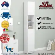 Bathroom Toilet Storage Cabinet Cupboard White Organizer 2-Door Shelf Rack Stand