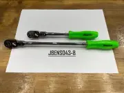 Snap-on Tools USA NEW 2pc GREEN 1/4" Drive Hard Grip Flex Head Ratchet Set