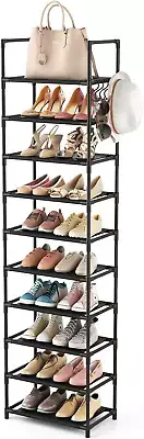 10 Tiers Tall Shoe Rack 20-25 Pairs Boots Organizer Storage Sturdy Narrow ...