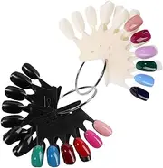 Nail Display Practice Cards 2 Sets of Crown Shape False Nails 60 Pieces Sector Fan Boards Round Ring