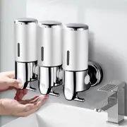 Traderight 3 Bottles Bathroom Shower Soap Dispenser Shampoo Gel Pump Wall 1500ml Silver