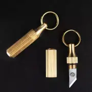 Brass Mini Pocket Knife Keychain Pendant Open Box Cutter Outdoor Camping Kering