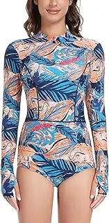 [AXESEA] Womens Rash Guard UPF 50+ Long Sleeve Swim Shirt One Piece Bathing Suit Swimsuit