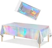 OnlyOne Elite Iridescent Pink Plastic Tablecloths - Shiny Disposable Laser Rectangle Table Covers for Barbie Party, Taylor Swift Birthday, Hello Kitty, Unicorn Party Decorations, 54x72 Inches 1 Pack