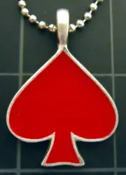 Poker ACE OF SPADES Pendant Stainless Chain New RED ENAMEL Texas Holdem Necklace