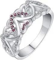 [VPbao] Chic Wedding Rings Plated 925 Sterling Silver Heart Crystal Rings Purple