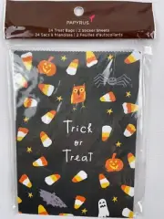 ( Pack Of 24) Papyrus Greeting Halloween Treat Sack Bags with Stickers ~ New