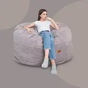 Lazy Sofa Bean Bag Chair Cover Lounger Seat for Kids and Adults, Soft Corduroy Stuffable Zipper Storage Beanbag (No Beans) for Living Room, Bedroom, Playroom, Dorm Room,Light Gray,190 * 76cm