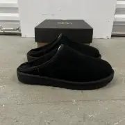 UGG BLACK CLASSIC SLIP-ON SUEDE/ SHEEPSKIN SLIPPERS, MEN US 9