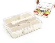 ZYODUOB Divided Serving Tray, 9 Compartment Clear Snack Box with Lid and Handle, for Snacks, Candies, Fruits, Nuts, Spices, Ingredients, Picnic, Party