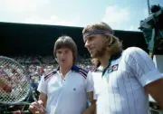 Bjorn Borg of Sweden with Jimmy Connors of the USA prior to their - Old Photo