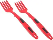 FELTECHELECTR Cooking Forks Silicone Tips Large Size Nonstick Easy to Handle for Italian Pasta Noodles Home Use