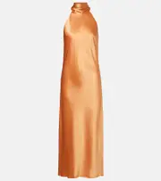 [Galvan] Galvan Sienna halterneck satin midi dress AU 10 orange