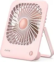 Funme® Small Battery Desk Fan, Exquisite USB Rechargeable Fan Silent 180° Foldable Portable 3000 Battery Powered Golden Fan Blades Strong Wind for Hot Flashes Makeup Travel Shopping Home-Pink