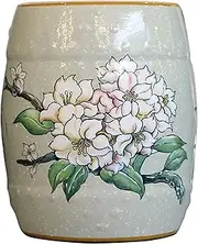 Ceramic Drum Table Decorative Garden stools, Decorative Ceramic Garden Stool, Glazed Hollow Hand-Painted Flower and Bird Shoe Changing Stool Drum Stool, Suitable for Outdoor Garden,(Gray)