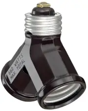 128 15 Amp, 660 Watt, 250 Volt, Twin Light Socket Adapter, Brown
