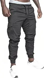 [Generic] Mens Joggers Cargo Pants Hiking Sports Pants Drawstring Elastic Waist Sweatpants Casual Loose Fit Workout Pants