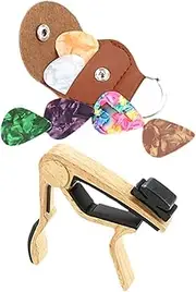 TOGEVAL 1 Set Guitar Capo and Picks Set Portable Capo with Durable Guitar Picks and Holder for Banjo Ukulele Players Music Lovers