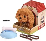 Buhygn Walking Toy Dog - Barking Plush Electronic Pet - Electronic Interactive Animals Dog with Rope Walking Barking Tail Wagging for Children
