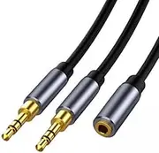 3X Headphone Splitter Gold Audio Stereo Y Splitter Extension Cable for Headphones