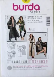 Burda 7297 Misses Jackets Mantel Robes Coat Sewing Pattern Sz 10-22