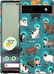 [SuzaCase] Back Case for Google Pixel 6A 5G, Google Pixel 6A 5G Case with Stylish Space Cat Pattern Design Printed Cute, Sleek Durable Hardshell Protective Phone Case/Cover for Pixel 6A 5G