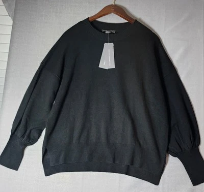 French Connection NWT black Women's Baby Soft i Long Sleeve White Sweater L