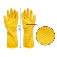在飛比找蝦皮購物優惠-黃色乳膠橡膠手套 XL 內容 2 件長橡膠手套洗碗手套手部保