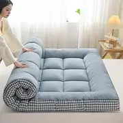 Futon Mattress Futons Sofa Couch Bed Roll Up Mattress Bed Topper Mat Floor Mattress for Adults(Blue,Full)