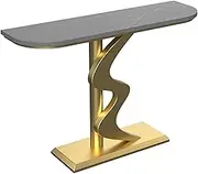 LYXWGRZD Console Table, Sofa Table with Curved Metal Frames, Entryway Table for Living Room, Hallway, Entrance, Foyer, Contemporary Accent Table, Behind Couch Table(Gold B,100cm/39.3in)