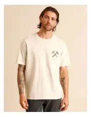[Maddox] Work It Placement Print Oversize Short Sleeve Tee in Cream
