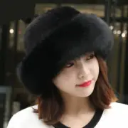 Women's Winter Warm Fluffy Faux Fur Trimmed Hat Outdoor Ear Warm Caps Bucket Hat