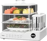 Electric Steamer, 800W Steamer Cooking, Food Steamer with 24L Capacity, Touch Screen Display, 24H Appointment, Independent Water Tank, with Boil Dry Protection Quick Cooking