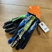 Sz. M - DC SHOES x ROKIT GLOVES - MEDIUM BLUE GREEN BLACK SNOWBOARDING SKI