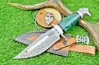 Handmade Fixed Blade Damascus Knife With Leather Sheath Outdoor Camping knife