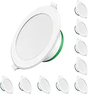 ALUSSO 10pcs 12W LED Ceiling Light LED Recessed Downlight Kit 92mm Cutout IP44 Dimmable Recessed Light Flush Mount Lighting 1000lm 5700K Cool White (Spray White)