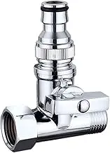Three-Way Ball Valve, Thickened Copper Live Joint Faucet Angle Valve Washing Machine Pipe One Into Two Out with Switch Water Valve Shunt Connector(C)