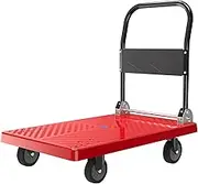 Flatbed Cart Foldable Hand Truck Multi-Size Plastic Platform Push Cart Flatbed Trolley with 4 Wheels for Luggage Parcel Moving Transport Hand Truck(Size:Small-Mute)(One Color Largemute)