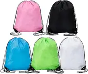 Drawstring Backpack Bulk Drawstring Bag Nylon Cinch Sack Backpack Bag, 5Pcs Drawstring Bag String Backpack Bulk Tote Sack Cinch Bag Draw String Sport Bag