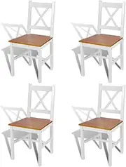 Dining Chair, Kitchen Chair Lounge Chair Accent Seat Dining Chairs 4 pcs White Pinewood
