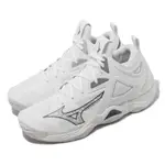 MIZUNO 排球鞋 WAVE MOMENTUM 3 MID 男鞋 白 銀 中筒 羽球鞋 室內運動 美津濃 V1GA2317-51