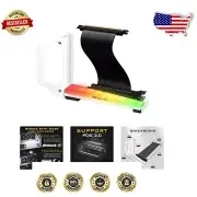 Premium White Graphics Card Holder with 3Pin RGB & High-Performance Riser Cable
