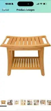 ZHUOYUE Bamboo Bath Stool Bathroom Seat Chair w/Storage Shelf Organizer