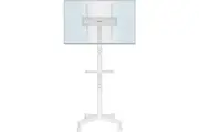 Mobile TV Stand with Wheels for 23-60 TVs, Laptop Shelf, Height Adjustable, 400x400mm - White