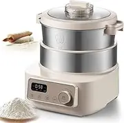 Kneading Machine, 5L 200W Electric Dough Maker with Two Dough Kneading Modes, 15 Min Fast Kneading, 360° Three-Dimensional Wrapped Heating, 24H Smart Reservation, Kneading Mixer for Home Beige