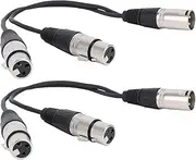 XLR Splitter Cable, XLR Male to Dual XLR Female Y Splitter Microphone Cable, Male to 2 Female XLR Y Cable, Patch Balanced Microphone Cord Adapter, / 1ft (2Pcs)
